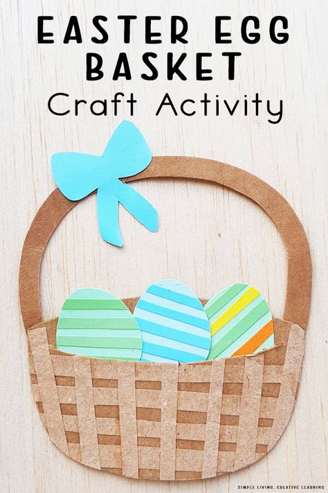 This simple Easter Egg Basket Craft Activity is so much fun and easy to make. Simple Easter Eggs, Ant Crafts, Eggs In A Basket, Homeschool Crafts, Easter Egg Basket, Easter Presents, Bookmark Craft, Basket Crafts, Craft Activity