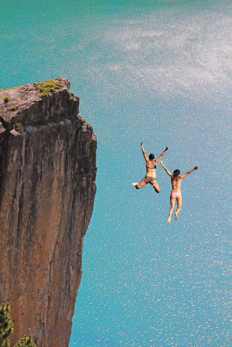 I would love to go cliff jumping! The Edge, Water, Blue