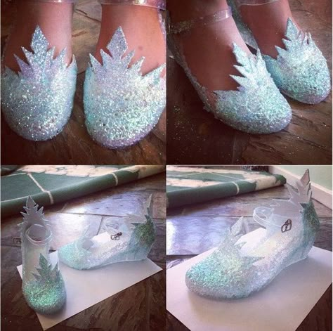 DIY Ice Queen Elsa Shoes Ice Elemental, Elsa Shoes, Ice Queen Costume, Frozen Diy, Frozen Crafts, Frozen Themed Birthday Party, Elsa Costume, Frozen Costume, Diy Disney