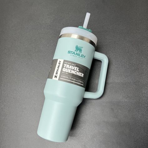 How Cute! Stanley Sea Foam 40oz tumbler 
Great for hot or cold. Stainless Steel. dishwasher safe Aqua Stanley Cup, Stanley Cup Seafoam, Stanley 40 Oz, Teal Stanley Cup, Teal Stanley, Cali Allstars, Stanley Colors, Stanley Ideas, Stanley Products