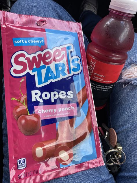 sweet tarts ropes + vitamin water Sweet Tarts Ropes, Sweet Tarts Candy Aesthetic, Sweet Tart Drink, Sweet Tart Ropes, Sour Candy Drink, Sour Sweets Candy, Sweet Tarts Candy, Boo Basket, Keto Lifestyle