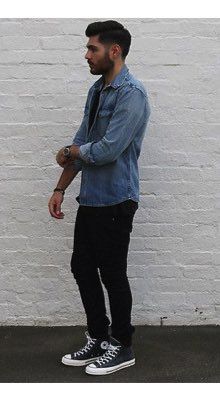 Men Chuck Taylors Outfit, Mens Hightop Sneaker Outfit, Mens Outfits With Converse, Blue Chuck Taylors Outfit, Converse High Tops Outfit Mens, High Top Converse Outfits Men, High Top Shoes Outfit, Chuck Taylors Outfit Men, Navy Converse High Tops