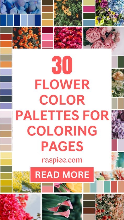 Beautiful Color Combinations Inspiration, Color Palettes For Coloring Books, Coloring Palette Ideas, Color Pencil Color Combinations, Good Color Combos Colour Palettes, Color Palette Art Drawing, How To Color Flowers, Flower Color Palette Colour Schemes, Color Palette For Coloring Book