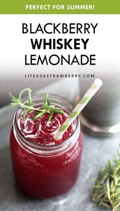 Blackberry Whiskey Lemonade - An easy drink recipe with homemade blackberry simple syrup, whiskey and lemon! Perfect for a quiet Summer evening or holiday get together! Delicious with whiskey or substitute your favorite vodka, gin, or bourbon. Blackberry Whiskey, Blackberry Cocktail, Whiskey Lemonade, Holiday Party Recipes, Cocktail Recipes Whiskey, Blackberry Syrup, Recipe For Summer, Lemonade Cocktail, Simple Syrup Recipes