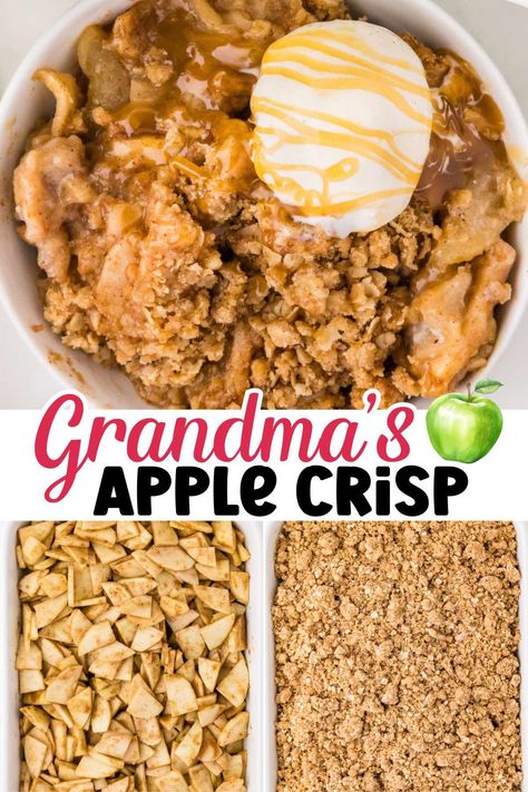 Does anything say fall more than a warm apple crisp? Our Classic Apple Crisp recipe is one of my favorite Fall desserts that my grandma used to make. With sweetly spiced apple slices baked below a crunchy oat topping, the fruit filling is cooked until gooey and bubbly, and the crumble becomes golden brown; it’s no wonder why this homemade apple crisp recipe is a guaranteed crowd-pleaser. Easiest Apple Crisp, Apple Pie Crisp Recipe Crumble Topping, Apple Crisp Recipe With Oats, Apple Crisp Extra Topping, Easy Apple Crisp, Apple Crisp 8x8 Pan Easy, Apple Crisp Recipe, Apple Crisp Topping Recipe, Easy Apple Crisp 9x13 Pan