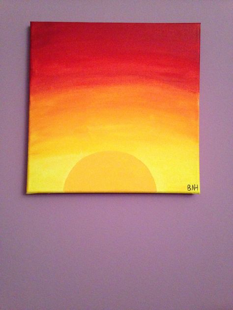 Sun set/sun rise painting that I painted and fell in love with. Sun Rise Canvas Painting, Sun Rise Drawing Art, Sun Rise Painting Easy, Sun Rise Painting Acrylic, How To Paint A Sun, Sun Painting Ideas On Canvas, Sun Rise Drawing, Sun Set Drawing, Sun Rise Painting