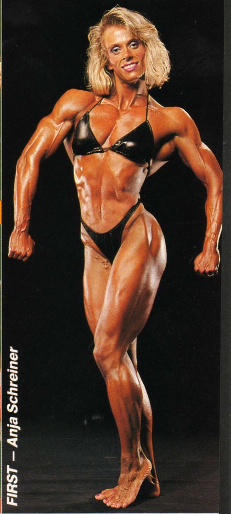 Anja Schreiner is a former professional female bodybuilder from Germany. Bodybuilder Female, Old Bodybuilder, Female Bodybuilder, Ripped Women, Female Bodybuilding, Bodybuilders Men, Character References, Body Motivation, Cool Poses