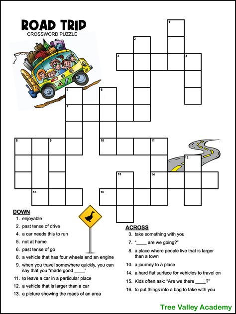 Grab a free printable road trip themed crossword puzzle to take on your families next vacation. The road trip activity is best for kids around 7 or 8 years old. The word puzzle has 17 clues to solve. The pdf includes answers. Road Trip Coloring Pages Free Printable, Road Trip Activity Pages, Road Trip Worksheets, Free Road Trip Printables, Crossword Puzzles For Kids, Road Trip Activity Book, Plane Activities, Printable Road Trip Games, Free Printable Crossword Puzzles