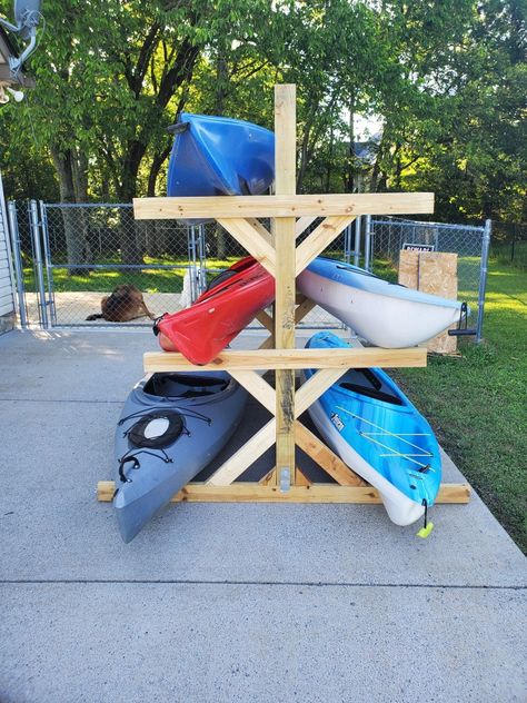 Wood Kayak Rack, Canoe Rack Outdoor, Diy Kayak Rack, Hall Pantry, Diy Kayak Storage Rack, Canoe Stand, Kayak Rack Diy, Diy Kayak Storage, Boat Rack