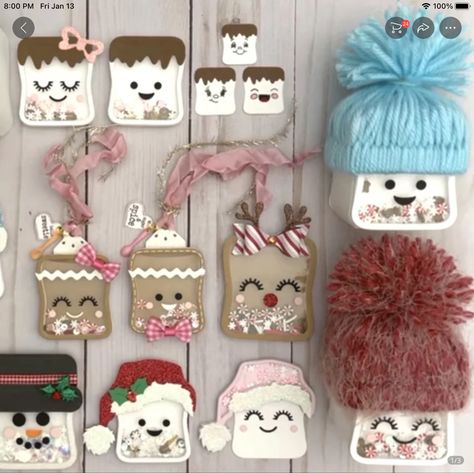 Tactile Cards, Cute Marshmallows, Christmas Heart, New Year's Crafts, Heart Cookies, Scrapbooking Photo, Dog Crafts, Explosion Box, Decor Figurines