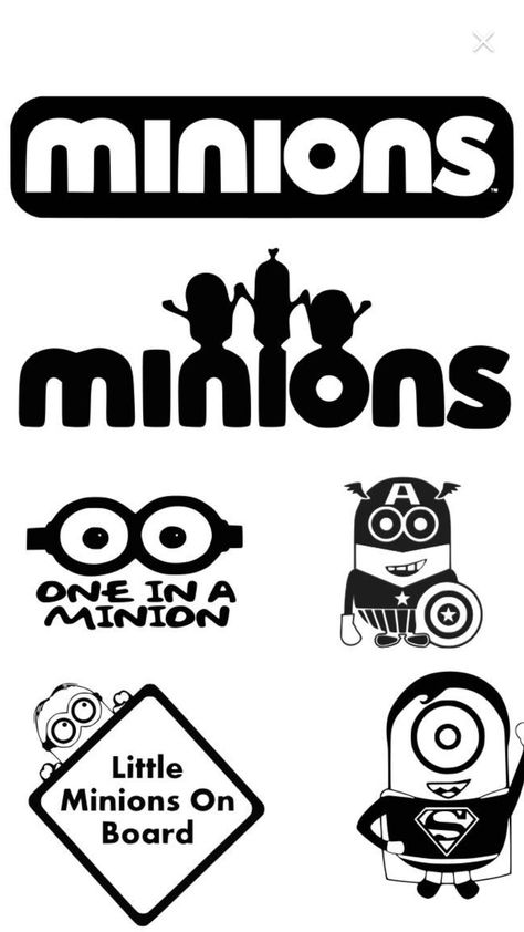 Minions Black And White, Minion Cricut, Universal Studios Svg, Vinyl Ideas Cricut, Minion Glasses, Minion Svg, Minions Shirt, Disney Car Decals, Minion Stickers