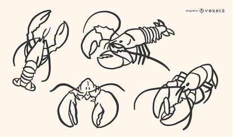 Fine Line Lobster Tattoo, Lobster Fine Line Tattoo, Lobster Tattoos, Matching Lobster Tattoos, Lobster Tattoo Couple, Lobster Drawing Simple, Lobster Aesthetic, Lobster Boat Drawing, Lobster Doodle