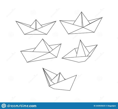 Paper Boat Drawing Simple, Origami Boat Drawing, Boat Design Drawing, Origami Illustration Drawing, Paper Ship Drawing, Origami Boat Tattoo, Paper Boat Illustration, Folded Paper Drawing, Paper Boat Drawing