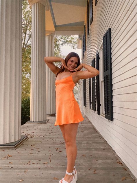 Neon Homecoming Dresses, Orange Hoco Dress, Classy Homecoming Dress, Short Orange Dress, Pretty Homecoming Dresses, Spring Fling Dress, Hoco 2024, Semi Dresses, Cute Formal Dresses