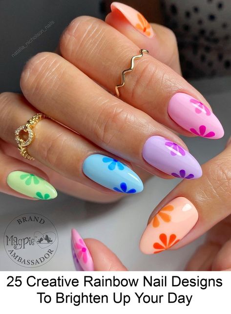 Are you looking for cute rainbow nails perfect for Pride month and beyond? If so, you need to check out these unique and creative ideas! #gelnailideas Nail Art Designs Creative, Cute Rainbow Nails, Pride Nail Ideas, Pride Nails Designs, Pride Nails, Uñas Ideas, Tie Scarves, Rainbow Nails Design, Nail Hacks