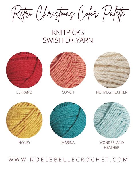 Anyone else LOVE planning color palettes? 😍 I got really into putting together holiday-themed color schemes this year in my search to find the perfect yarn to brighten up my winter WIPs. Which color palette is your favorite? 🧶✨ KnitPicks Swish yarn is one of my favorite choices when I’m looking for yarn with a good color selection. It’s a soft, squishy superwash merino wool that comes in DK, worsted & bulky weights. And the best part is, it’s super affordable! You can find all of these col... Crochet Color Palette, Yarn Color Combinations, Random Crafts, Knit Picks, Crochet Creations, Dk Yarn, Color Inspo, Crafts Jewelry, Yarn Colors