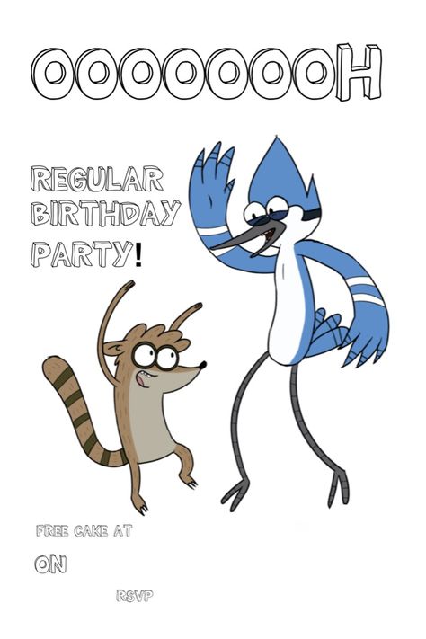 Cartoon Network Party, Regular Show Birthday, Cartoon Network Characters, 17 Birthday, Party 2023, Adventure Time Cartoon, Regular Show, First Birthday Themes, Birthday Party Invite