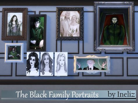 This set includes 7 different portraits of the Black family members. Found in TSR Category 'Sims 4 Sets' Black Family Portraits, Black Family Harry Potter, The Black Family, Roman House, Lego Wall, Cc Furniture, Black Family, Sims 4 Update, Sims 4 Cc Furniture