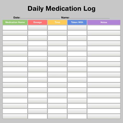 Daily Medication Chart Printable, Medication Schedule Printable, Medication Chart Printable Free, Weekly Medication Log Free Printable, Daily Medication Log Free Printable, Medication Log Free Printable, Medication Chart Printable, Ipad Daily Planner, Binder Organization Ideas