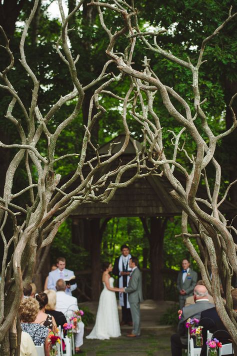 Tree/branch usage - would like to use branches in the hall, on the tables for centerpieces, or tall branches along the walls? Unique Wedding Arch, Twisted Branches, Enchanted Forest Wedding, Wedding Arches, Hydrangeas Wedding, Wedding Arbour, Wedding Session, Carolina Wedding, North Carolina Wedding