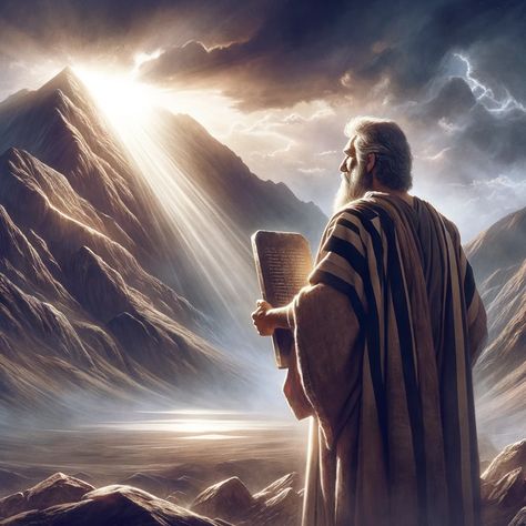 Testament Moses Prophet, Moses Ten Commandments, Moses On Mount Sinai, Moses And The Ten Commandments, Prayer Bible Verses, Prophet Moses, Moses Bible, Rugged Landscape, Solar System Model