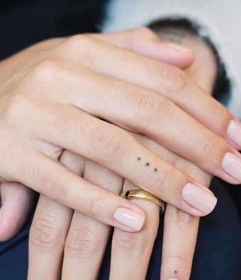 3 dots tattoo isn’t as simple as it seems at first sight. Be ready to explore, since we have spent dozens of hours researching its deep meaning! Finger Dot Tattoo, Dot Tattoo Meaning, 3 Dot Tattoo, Toe Tattoos, Tiny Finger Tattoos, Small Finger Tattoos, Finger Tats, Hand And Finger Tattoos, Cute Hand Tattoos