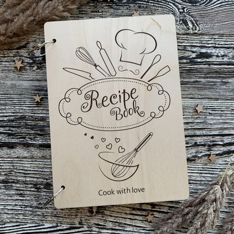 Create your own UNIQUE family recipe book. A WOODEN book cover will keep the best recipes safe. 

Inside 40 sheets 5.8*8.3 inch, easy to write down the right ingredients and cooking processes.

Customization is FREE! If you are searching for something unique, personalized customization on a recipe notebook – wording, name, initials, phrasing or symbol engraved

All our wood recipe book are serving as a perfect gift idea, especially in a cute gift wrapping that is also available in our STORE. Cooking Notebook Ideas, Recipes Cover Design, Cute Recipe Book Ideas Cover, Recipe Notebook Ideas Book Covers, Recipe Book Front Cover Design, Recipe Writing Ideas, Homemade Cookbook Cover Ideas, Aesthetic Cook Book Design, Cookbook Front Cover Design