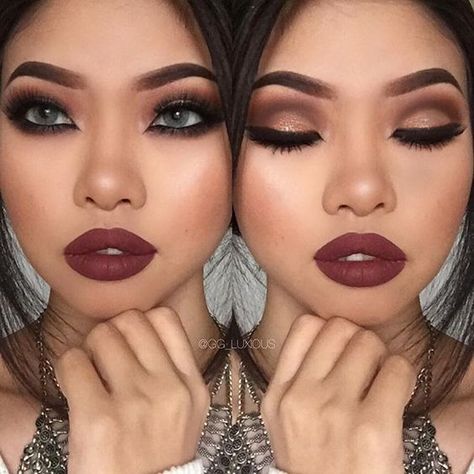 Meet your new favorite shade Burgundy Makeup, Behind Blue Eyes, Wedding Makeup Tips, Wine Dress, Smoky Eyes, Makeup Step By Step, Makeup Hacks, Dark Makeup, Bridesmaid Makeup