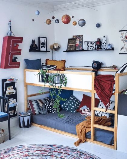 16 Cool IKEA Kura Bed Hacks You Have to Try Toddler Bunk Beds, Creative Design Furniture, Ikea Kura Bed, Kura Bed, Ikea Kura, Warm Bedroom, Cool Bunk Beds, Toddler Bedrooms, Big Boy Room