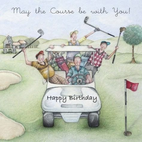 Happy Birthday May the course be with you! ~ golfer Berni Parker, Happy Birthday Golf, Golfers Birthday, Golf Birthday Cards, Golf Birthday, Happy Birthday Meme, Happy Birthday Funny, Happy Birthday Messages, Card Toppers