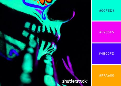 10 FREE Fall Color Palettes: Incorporate Neon into Fall Neon Halloween Color Palette, Futuristic Colour Palette, Fall Color Palettes, Neon Color Palette, Colours Palette, Halloween Color Palette, Teal Palette, Neon Colour Palette, Brewery Design