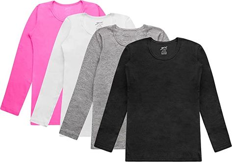 Amazon.com: Brix Girls' Long Sleeve Tees - 4 -Pack Crew Neck Super Soft Cotton T Shirts. 5/6: Clothing, Shoes & Jewelry Curated Outfit, Cotton T Shirts, Girls Long Sleeve, Crew Neck Tee, Everyday Outfits, Chic Outfits, Shoes Jewelry, Latest Fashion Trends, Cotton Tshirt