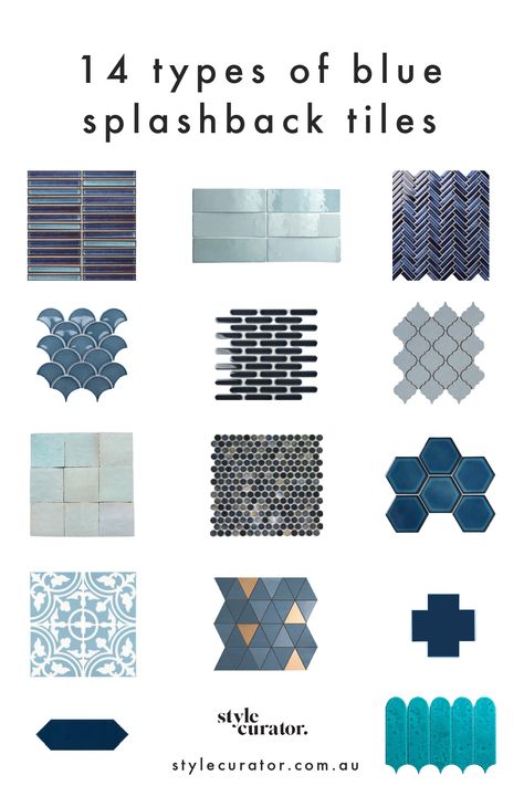 Blue Kitchen Wall Tiles Ideas, Blue Kitchen Tiles Wall, Blue Kitchen Splashback Tiles, Dark Blue Splashback Kitchen, Blue Tile Splashback, Splash Tiles Kitchen, Splash Back Ideas Bathroom, Blue Tile Splashback Kitchen, Kitchen With Blue Tiles