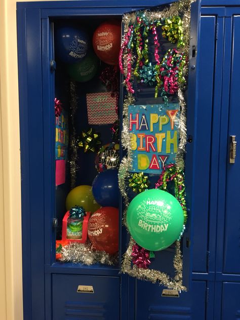 Surprise your friend on their Birthday at school. #LockerDecoratedForBirthday Birthday Surprise At School, Birthday Ideas For School, Locker Decoration For Birthday, Birthday Locker Ideas Friends, How To Decorate A Locker For A Birthday, Locker Decorations Birthday, Birthday Locker Decorations Friends, Locker Birthday Decorations, Locker Decorations For Birthday