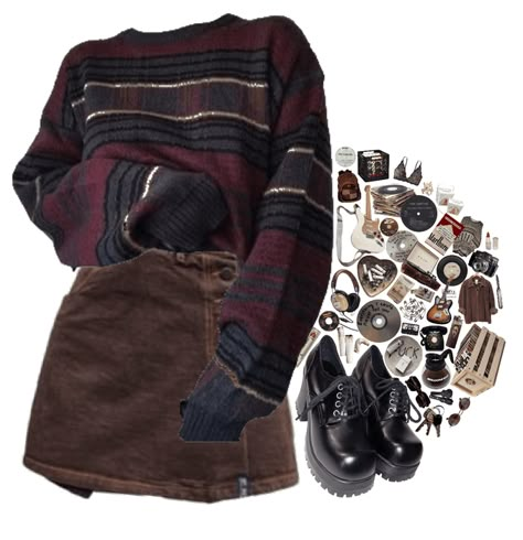 90s Outfit | ShopLook 90s Cozy Outfits, 90s Nerd Outfit, 90s Fashion Pheobe, 90s Style Knit Sweater For Fall, 90s Whimsigoth Outfits Winter, Nerd Aesthetic Outfit, Multicolor 90s Style Winter Sweater, College Casual, Nerd Aesthetic