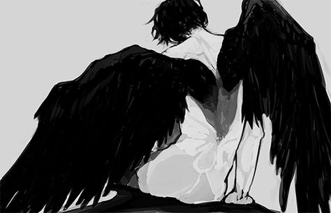 angel Winged People, Maximum Ride, Wings Drawing, Ange Demon, A Court Of Mist And Fury, Black Wings, Wow Art, Angels And Demons, Angel Art