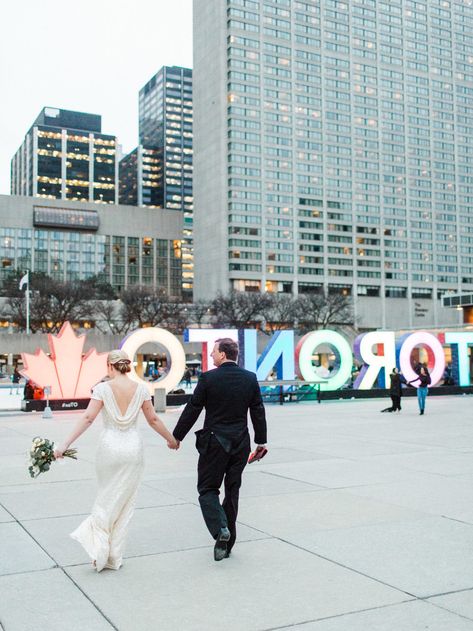 Winter Wedding Locations, Gta Photo, Toronto City Hall, Photography Couple Poses, Toronto Winter, Toronto Downtown, City Hall Wedding Photos, Photography Checklist, Romantic Winter Wedding