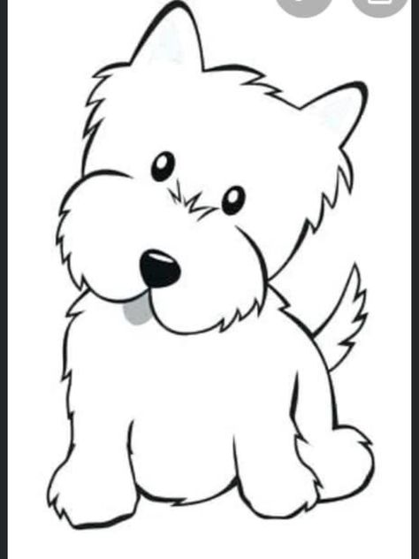 How To Draw A Westie Dog, Westie Drawing Easy, Sitting On Bed Drawing, Drawing Doberman, Westie Drawing, Westie Tattoo, Dog Sketch Easy, Dog Cartoon Drawing, Cartoon Drawing Easy