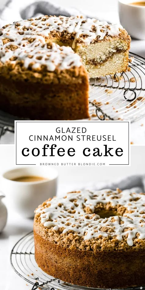 Easy Coffee Cake Recipes Bundt, Glaze For Coffee Cake, Cinnamon Streusel Coffee Cake Bundt, Bundt Cinnamon Coffee Cake, Coffee Cake Glaze, Cinnamon Streusel Bundt Cake, Coffee Cake In Bundt Pan, Coffee Bundt Cake Recipes, Bundt Coffee Cake Recipes