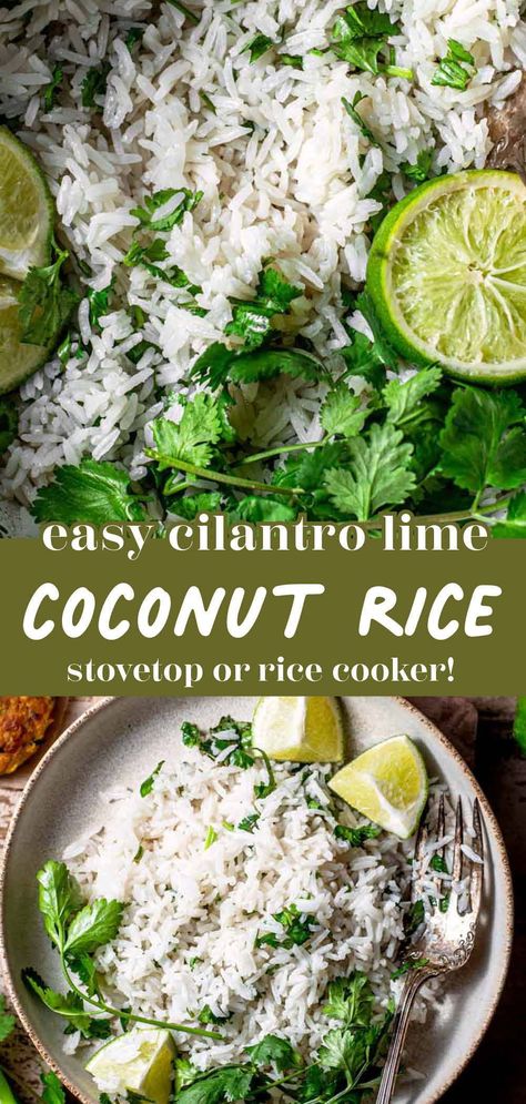 Coconut Lime Cilantro Rice, Carribean Coconut Rice, Coconut Cilantro Rice, Coconut Rice In Rice Cooker, Basmati Coconut Rice, Coconut Lime Rice Recipe, Rice Cooker Instructions, Coconut Milk Rice Recipe, Thai Coconut Rice