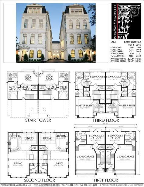 Townhomes, Townhouse Floor Plans, Urban Row House Plan Designers – Preston Wood & Associates Metal Frame House, Row House Plan, Townhouse Floor Plans, Duplex Townhouse, Classical Architecture House, House Development, Brownstone Homes, Hotel Floor Plan, Townhouse Exterior