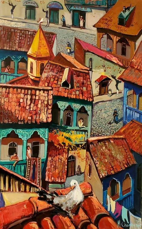 Geometric Art Diy, Modernism Architecture, Old Tbilisi, Art Buildings, Arm Art, Girl Drawing Sketches, Whimsical Paintings, Oil Pastel Art, Fauvism