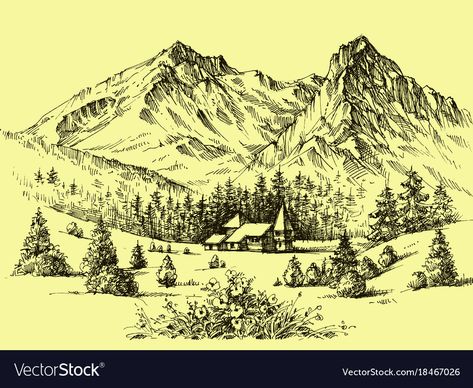 Drafting Drawing, Vector Wallpaper, Pen Drawings, Mountain Wallpaper, Charcoal Art, Ink Drawings, Pencil Art Drawings, Creative Drawing, Ink Pen Drawings