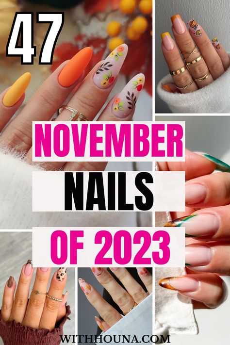 November is finally here and I can you're looking for the cutest November nails of 2023 and November nail designs to take your fall nails to the next level. You'll find everything from November nails, November nail designs, fall November nails, short November nails 2023, November nail ideas, November nail colors, and so much more. November Nails Ideas 2023, Nails Of 2023, Cute November Nails, November Nail Art, November Nails Colors, Thanksgiving Nail Ideas, Thanksgiving Nails Color, Spice Nails, November Nail