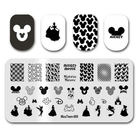 Mouteen-009 Cartoon Mouse Nail Stamping Princess Alice Nail | Etsy Monster High Nails, Disney Princess Nail Art, Mickey Nail, Princess Nail Art, Disney Nail Art, Disney Princess Nails, Mickey Mouse Nails, Cat Nail Art, Cheap Nail Art