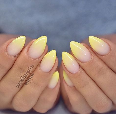 Ombré Yellow Nails, Yellow Ombre Nails, Coffin Ombre, How To Do Ombre, Yellow Nail Art, Yellow Nails Design, Yellow Nail, Nails Yellow, Summery Nails