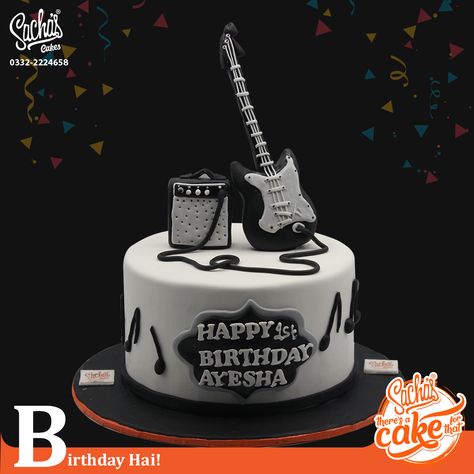 Singing Theme Cake, Guitar Theme Cake, Bolo Rock, Guitar Birthday Cakes, Thomas Cake, Guitar Birthday, Music Themed Cakes, Black And Gold Cake, Thomas Cakes