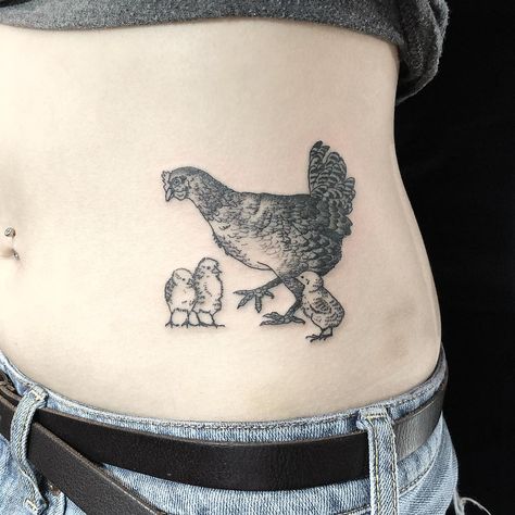 Mother hen and baby chicks tattoo Hen And Chicks Tattoo, Mama Hen Tattoo, Dainty Chicken Tattoo, Matching Chicken Tattoos, Chicken Family Tattoo, Mother Hen And Chicks Tattoo, Chicken And Chicks Tattoo, Baby Chick Tattoo, Chick Tattoo