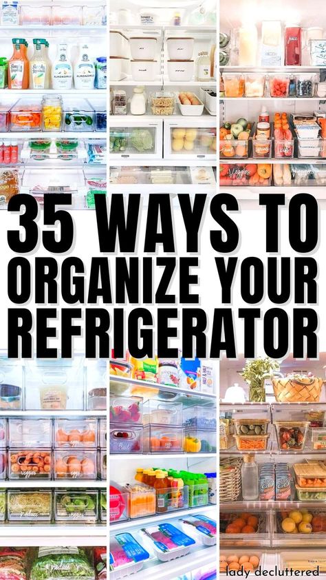 35 Ways to Organize Your Refrigerator Organized Refrigerator Ideas, Organization Fridge, Fridge Organization Ideas, Fridge Organizers, Refrigerator Ideas, Healthy Fridge, Smart Fridge, Freezer Organization, Fridge French Door