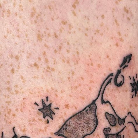 ☆ Eva on Instagram: "Cow jumping over the moon on my Clover ❤️❤️❤️  . . . . #tattoo #tattooartist #machinetattoo #nyc #nyctattoo  #finelinetattoo" Cow Moon Tattoo, Cow Abduction Tattoo, Cow Being Abducted Tattoo, Cow Jumping Over The Moon Tattoo, Cow Jumps Over The Moon, Nyc Tattoo, Fine Line Tattoos, Moon Tattoo, Over The Moon